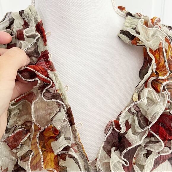 Zara Floral Ruffle Sheer Top - Picture 4 of 8